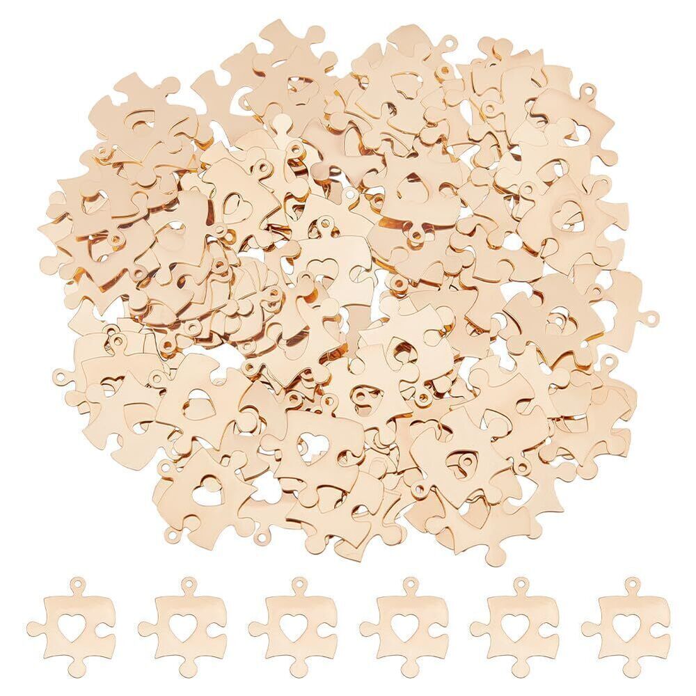 2001 120Pcs Puzzle with Heart Charm Bulk Autism Awareness Charms Puzzle